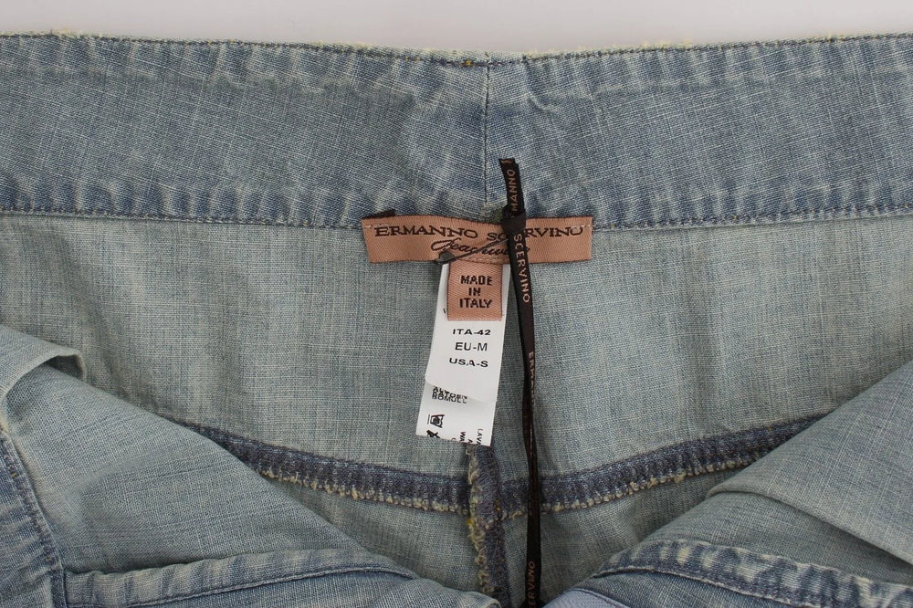 Ermanno Scervino Beachwear Blue Denim City Casual Dress Shorts - IT2 | S - Denim Shorts