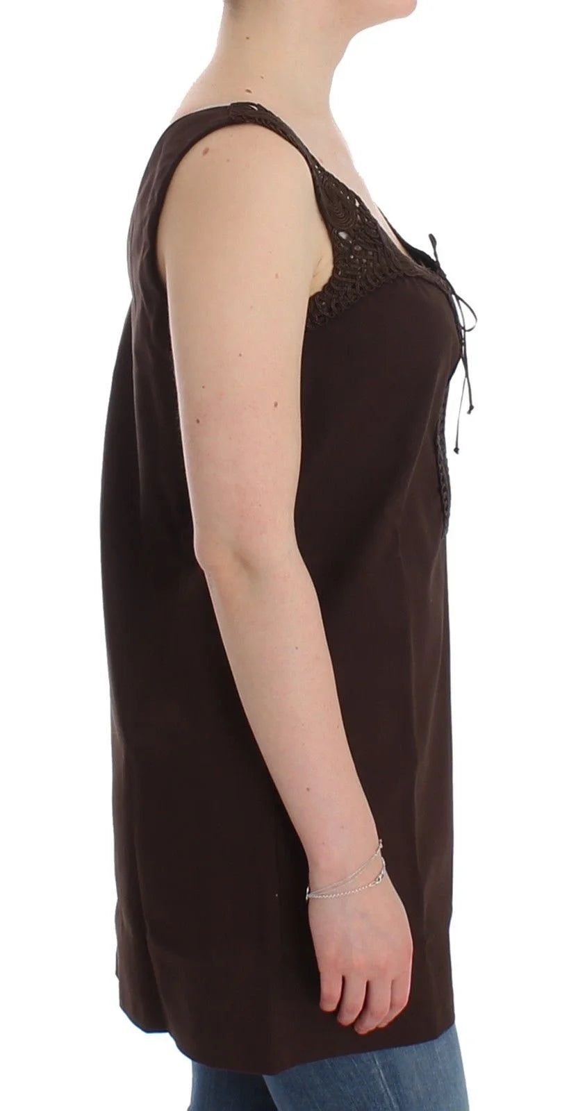 Ermanno Scervino Beachwear Brown Cotton Stretch Tunic Dress - IT42 | S - Dresses