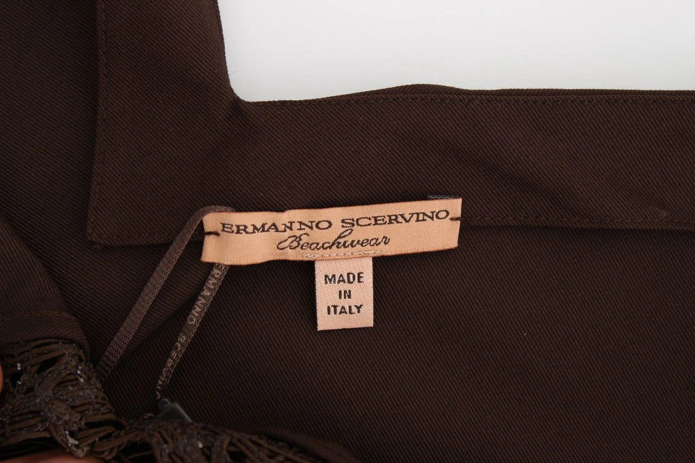 Ermanno Scervino Beachwear Brown Cotton Stretch Tunic Dress - IT42 | S - Dresses