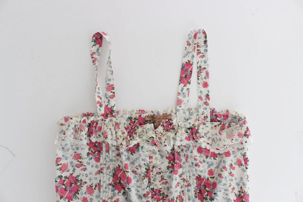 Ermanno Scervino Beachwear Pink Floral Beach Mini Dress Short - Dresses