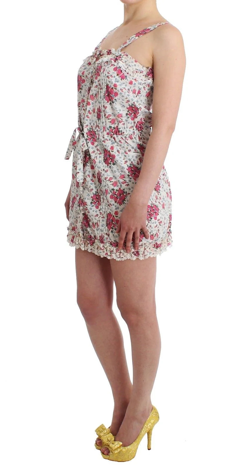 Ermanno Scervino Beachwear Pink Floral Beach Mini Dress Short - Dresses