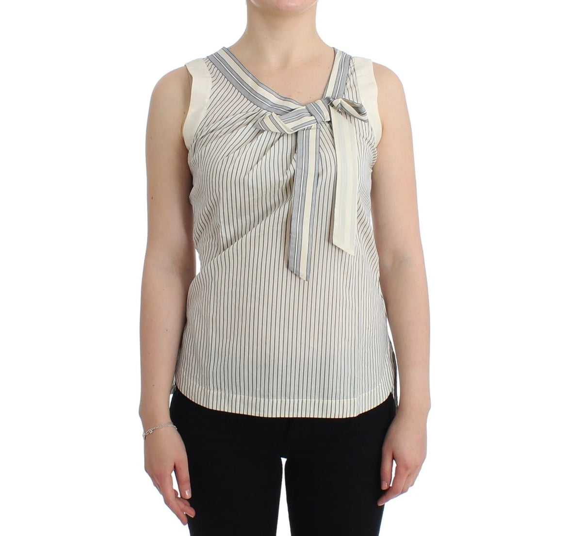 Ermanno Scervino Beachwear Striped Top Blouse Shirt Bow Tank - IT2 | S - Blouses