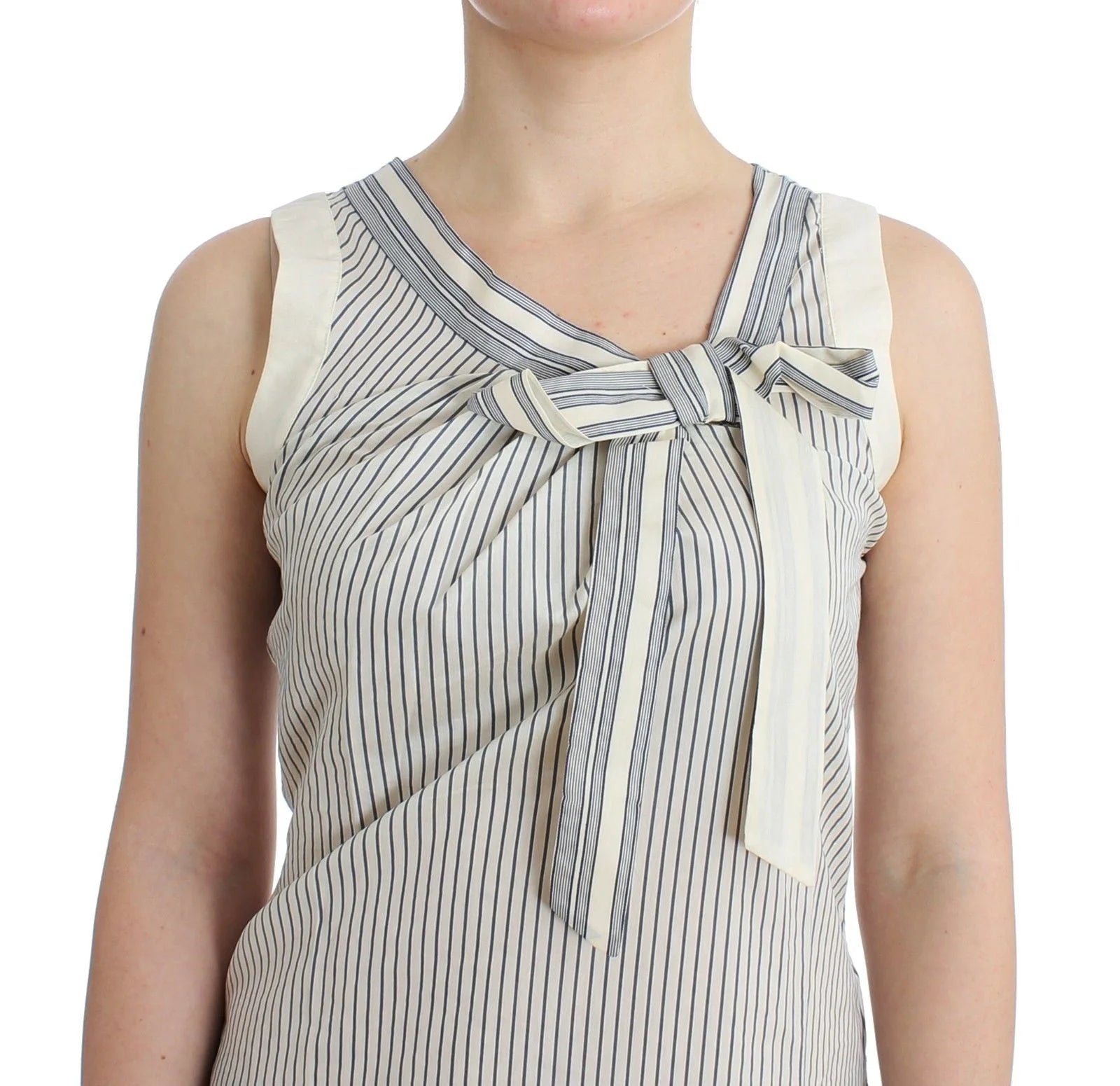 Ermanno Scervino Beachwear Striped Top Blouse Shirt Bow Tank - IT2 | S - Blouses