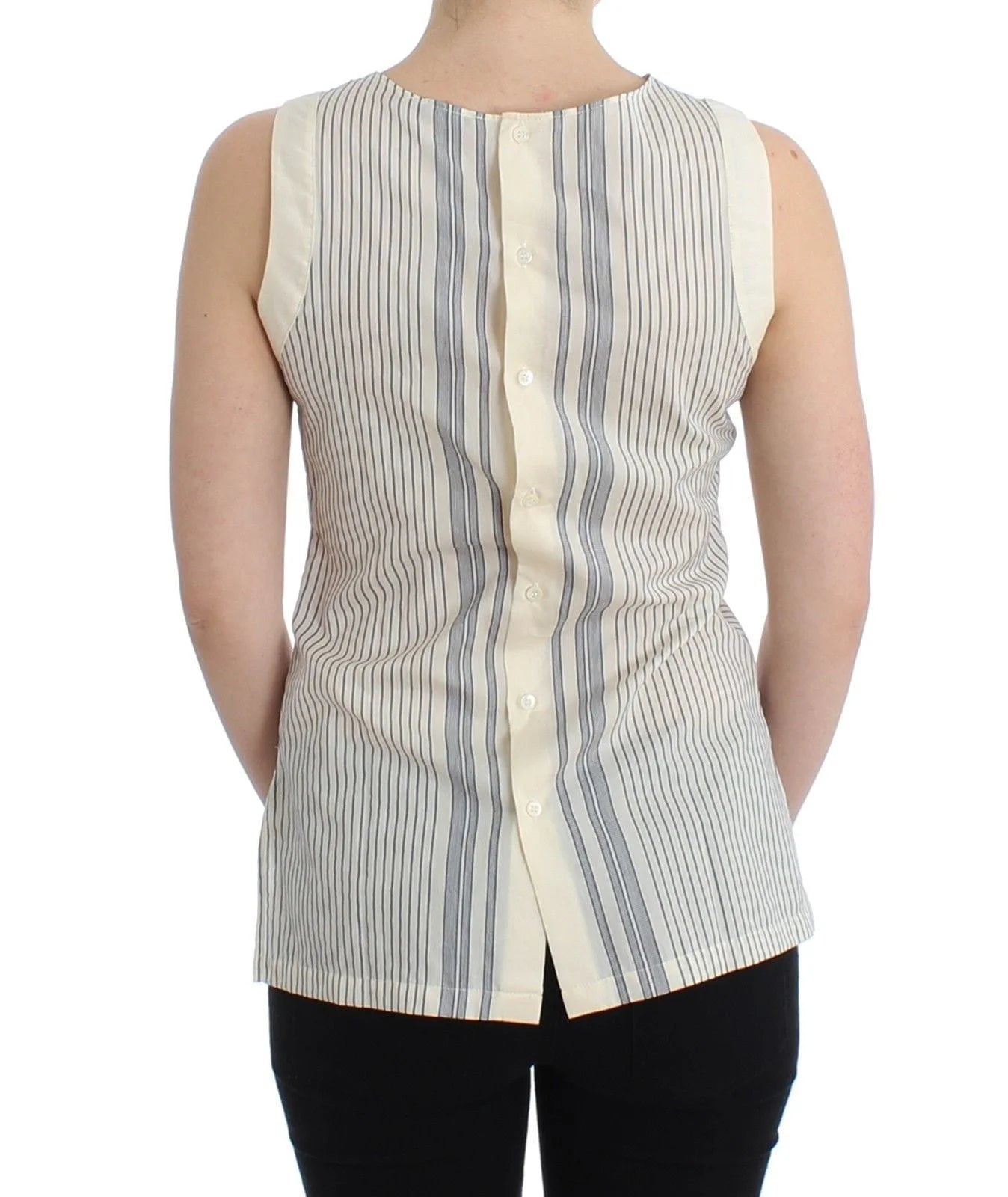 Ermanno Scervino Beachwear Striped Top Blouse Shirt Bow Tank - IT2 | S - Blouses