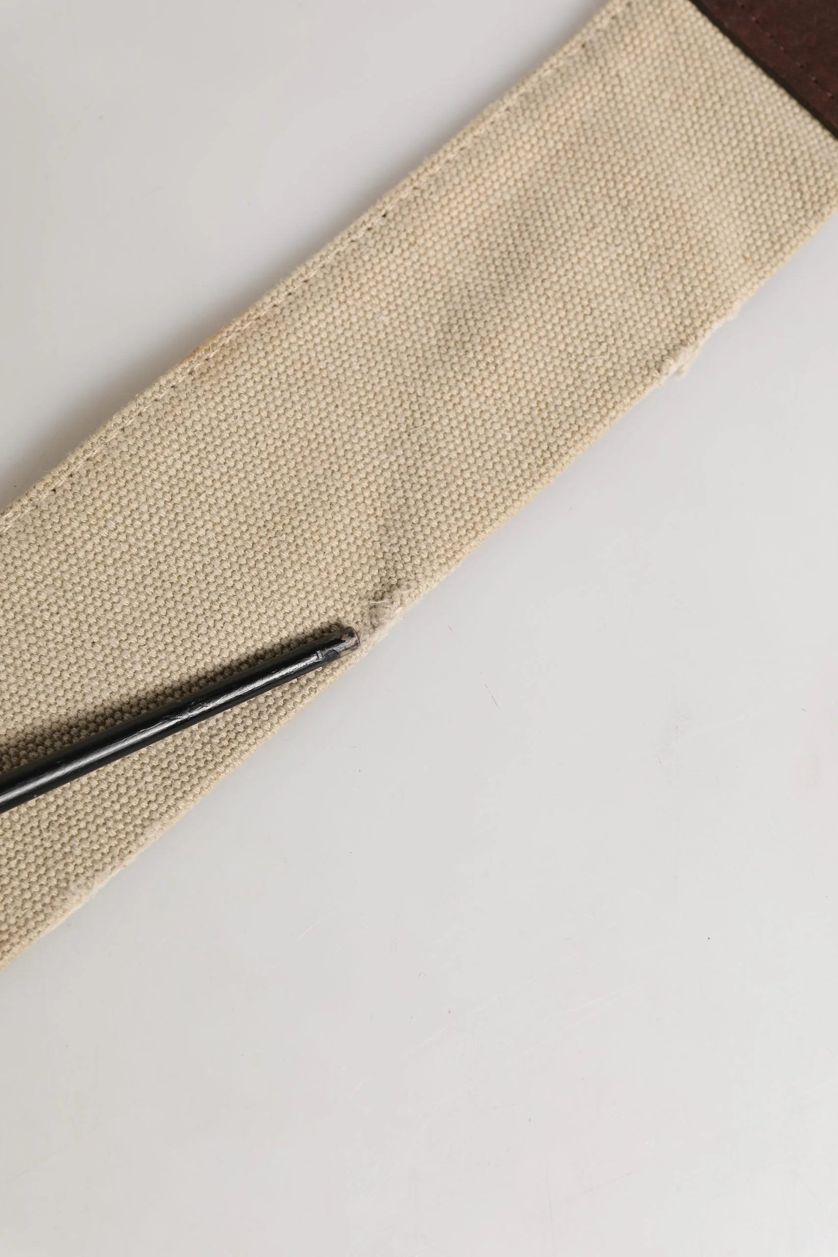 Ermanno Scervino Beige Brown Leather Canvas Metal Buckle Belt - 60 cm / 24 Inches