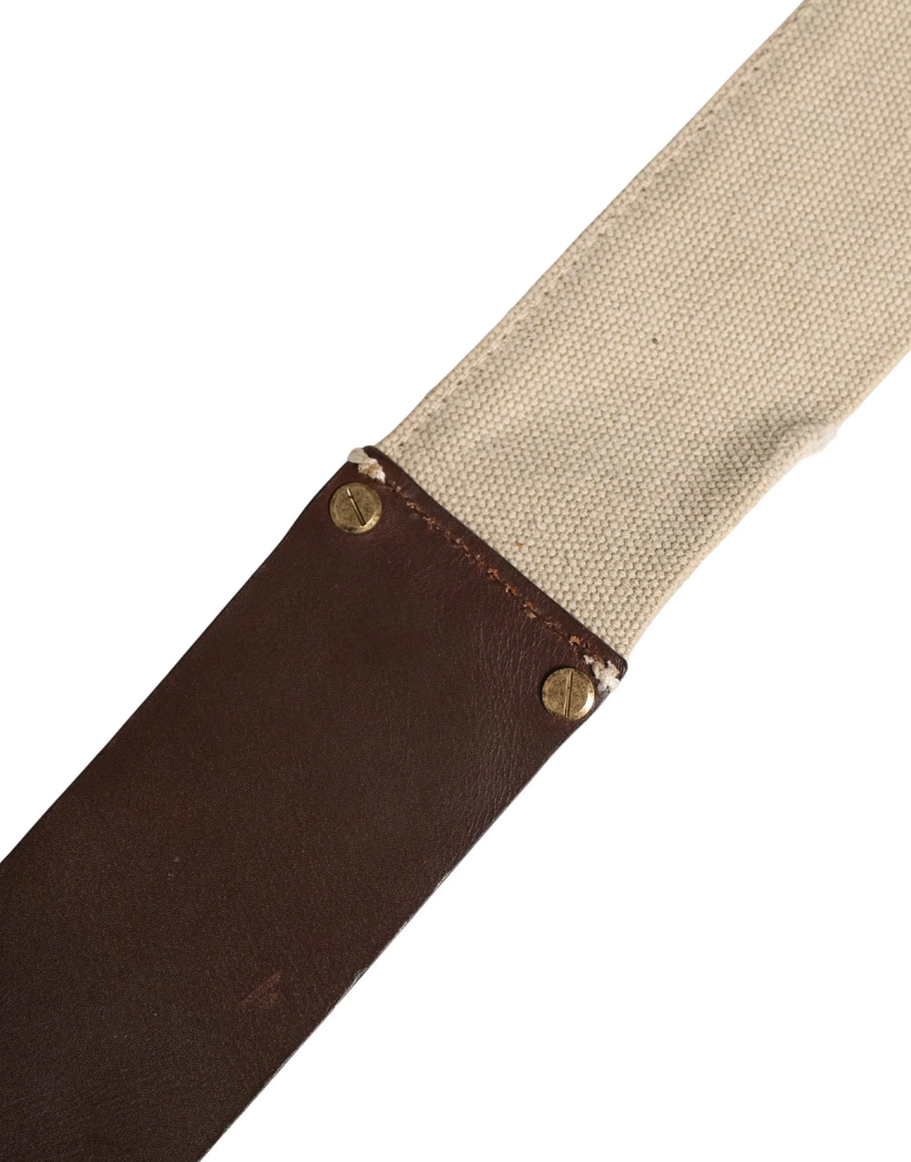Ermanno Scervino Beige Brown Leather Canvas Metal Buckle Belt - 60 cm / 24 Inches