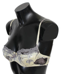 Ermanno Scervino Beige Gray Lace Balconcino Bra Underwear - IT2 | S - Bras