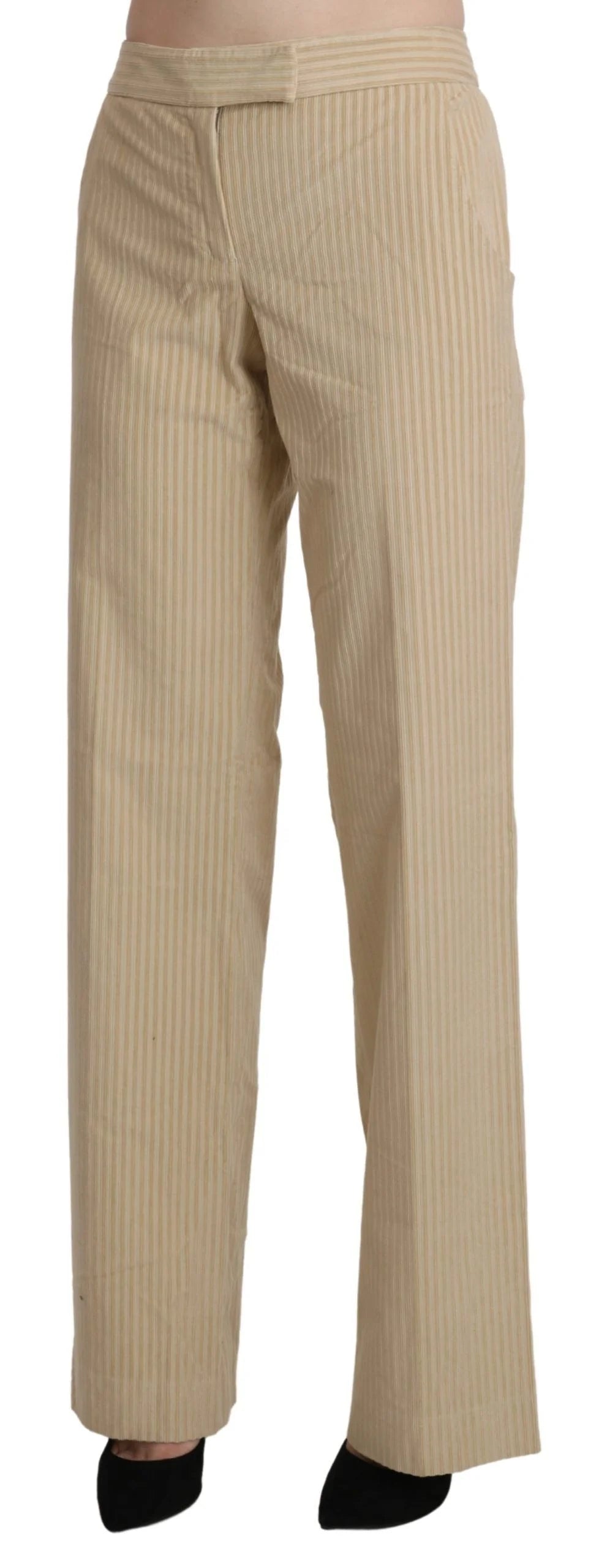 Ermanno Scervino Beige High Waist Flared Wide Leg Trouser Pants - Trousers