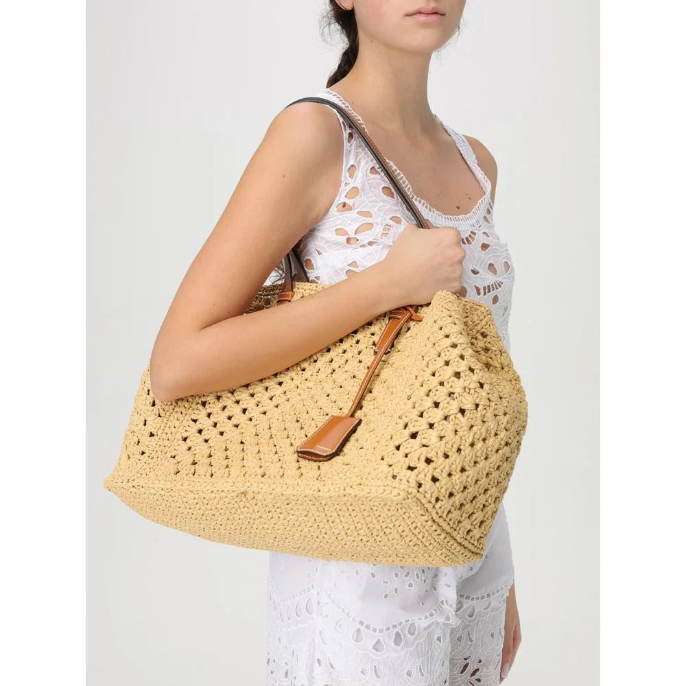 Ermanno Scervino Beige Leather Handbag - Shopper Bags