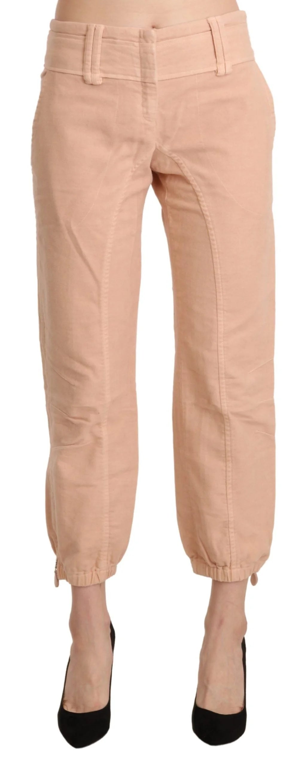 Ermanno Scervino Beige Mid Waist Cropped Cotton Trouser Pants - IT42|M - Trousers