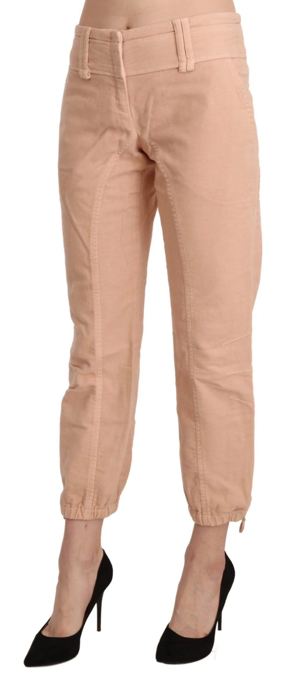 Ermanno Scervino Beige Mid Waist Cropped Cotton Trouser Pants - IT42|M - Trousers