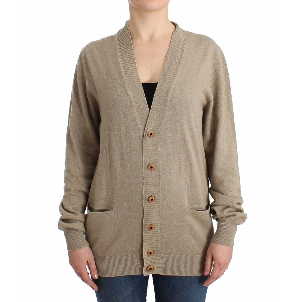 Ermanno Scervino Beige Rayon Cardigan - IT50 | M