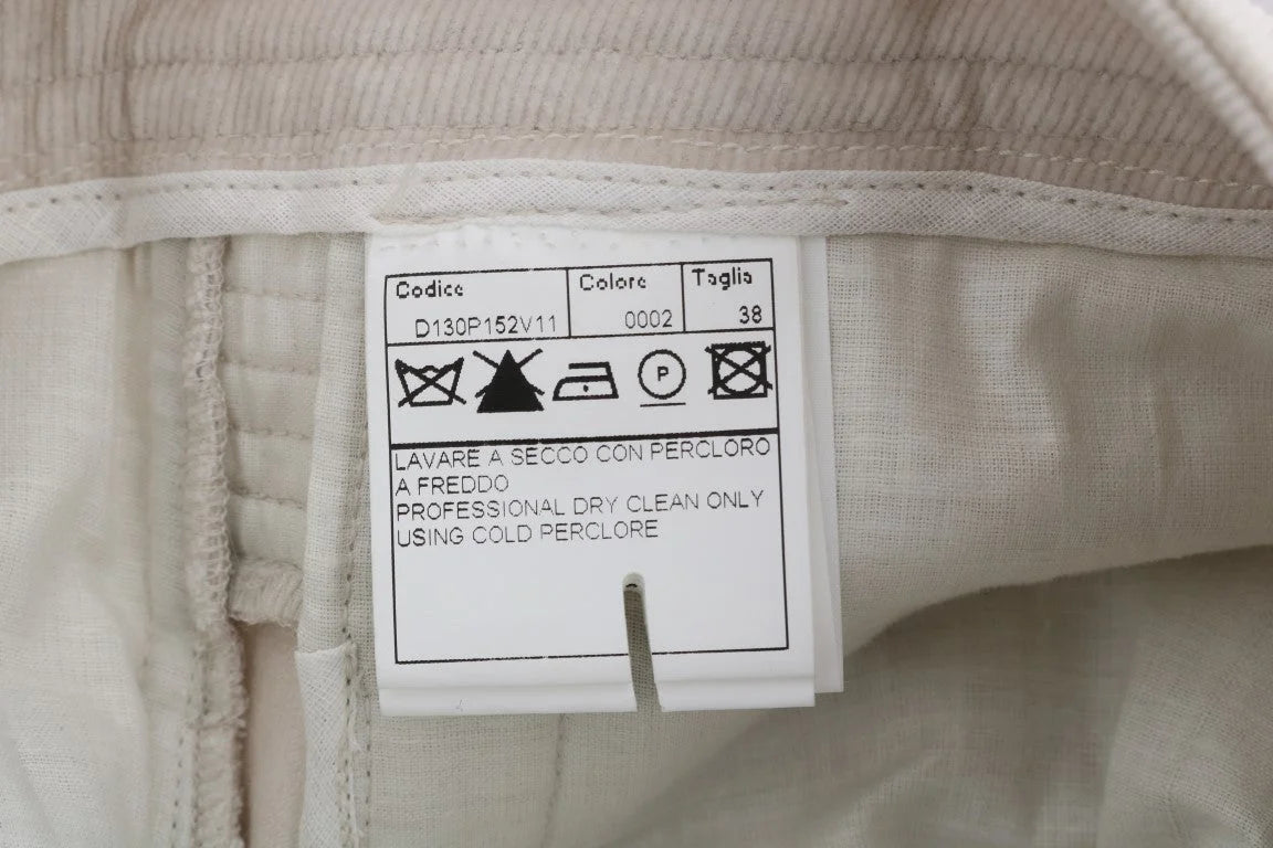 Ermanno Scervino Beige Slim Jeans Corduroy Skinny Pants - Jeans