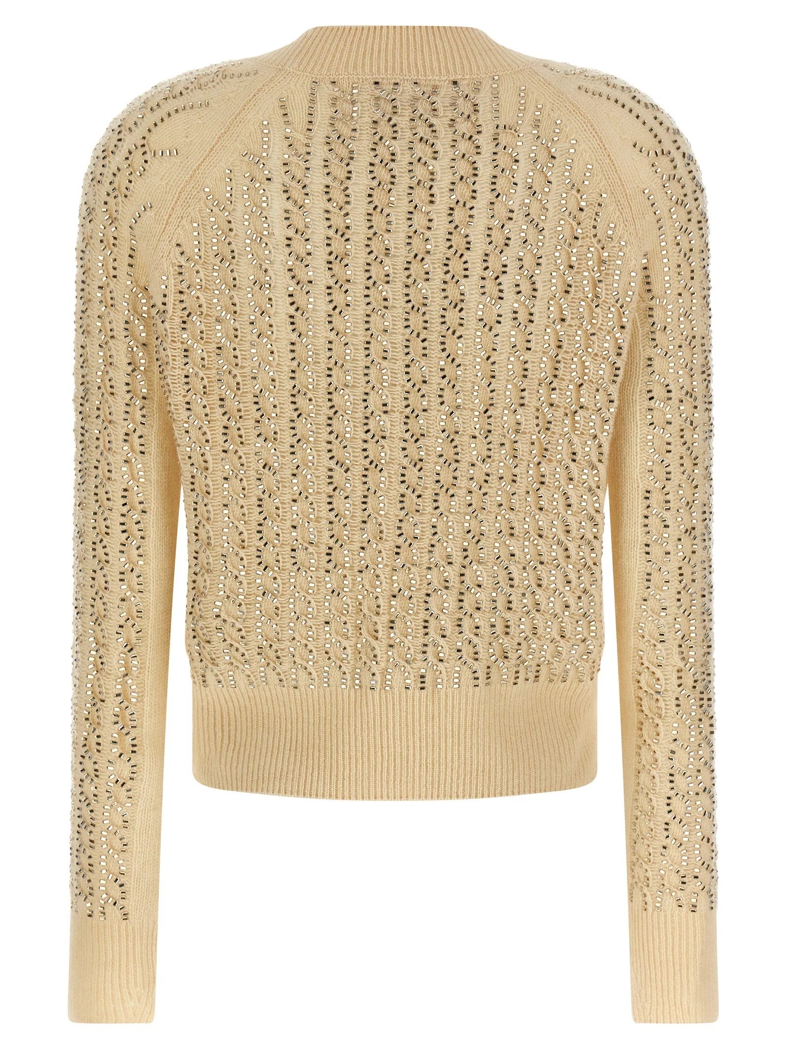 Ermanno Scervino Beige Virgin Wool Cardigan - S