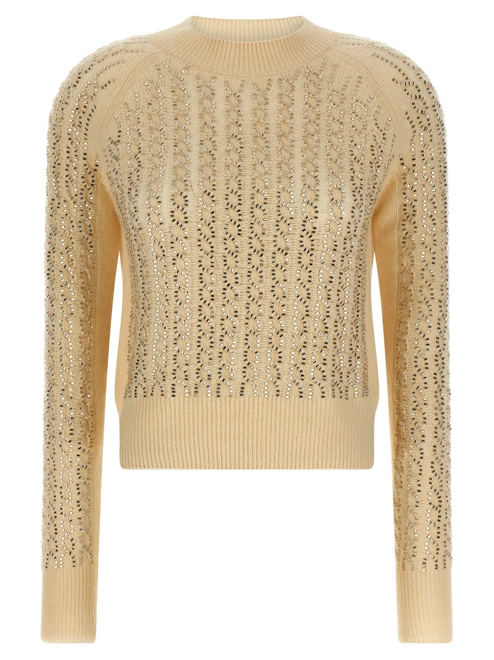 Ermanno Scervino Beige Virgin Wool Cardigan - S