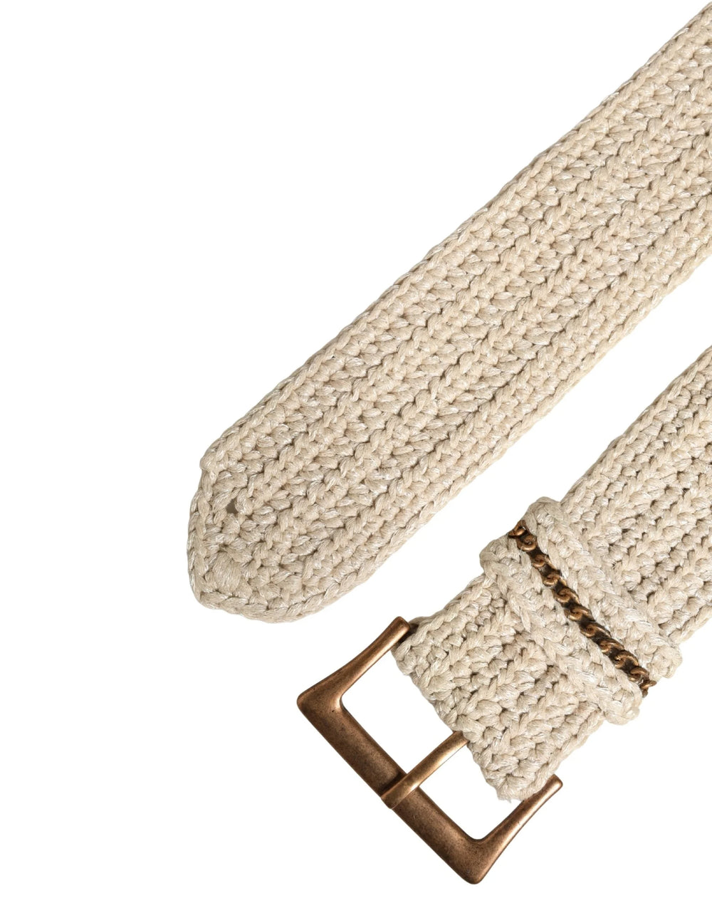 Ermanno Scervino Beige Woven Vintage Metal Buckle Waist Belt - 100 cm / 40 Inches