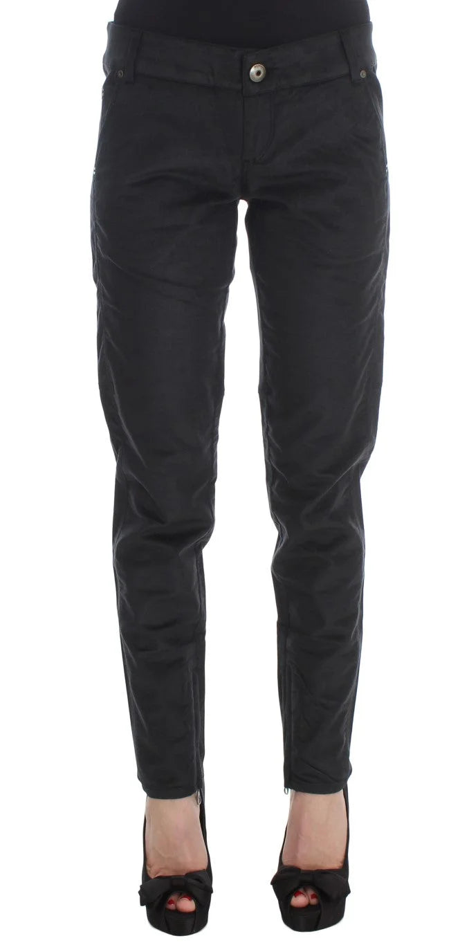 Ermanno Scervino Black Cotton Blend Regular Fit Pants - IT42|M - Trousers