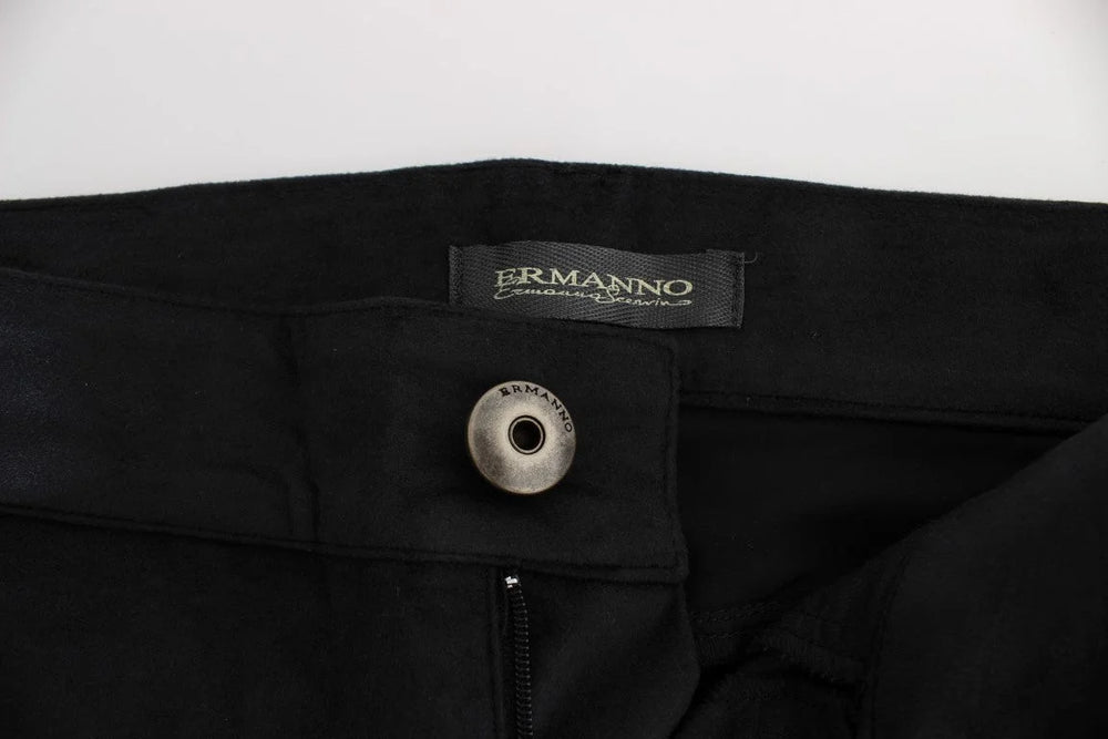 Ermanno Scervino Black Cotton Blend Regular Fit Pants - IT42|M - Trousers
