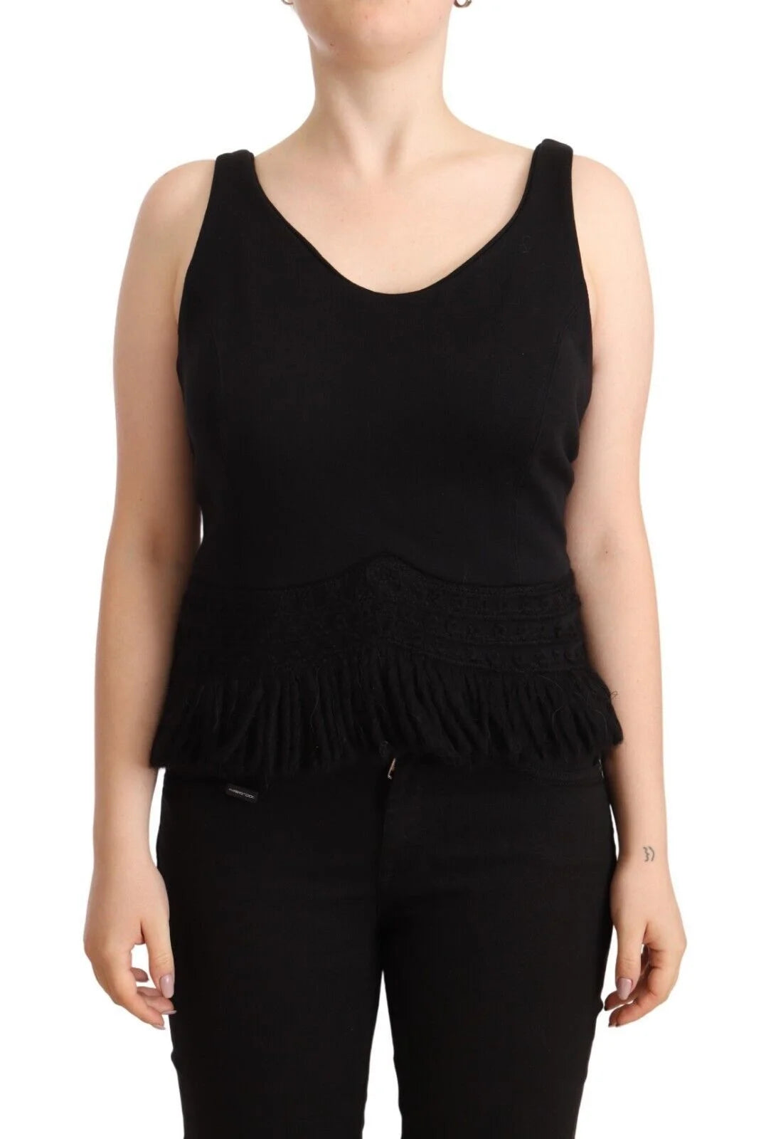 Ermanno Scervino Black Cotton Sleevelesss Tank Casual Top - Tank Tops