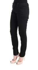 Ermanno Scervino Black Cotton Slim Fit Casual Pants - Jeans