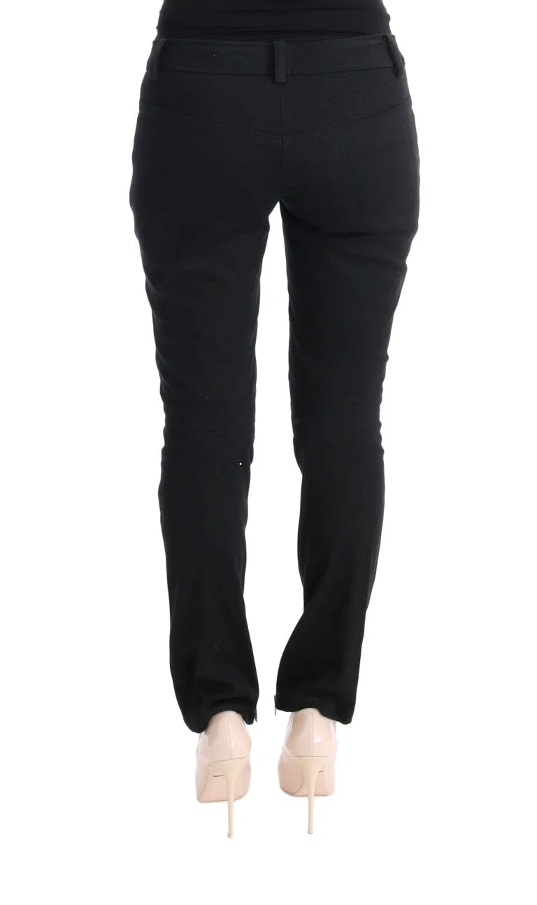 Ermanno Scervino Black Cotton Slim Fit Casual Pants - Jeans