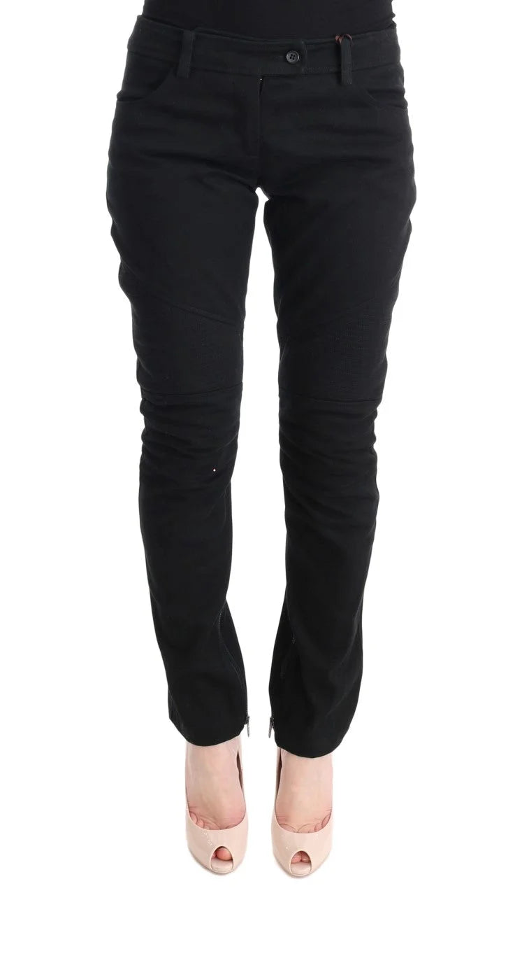 Ermanno Scervino Black Cotton Slim Fit Casual Pants - Jeans
