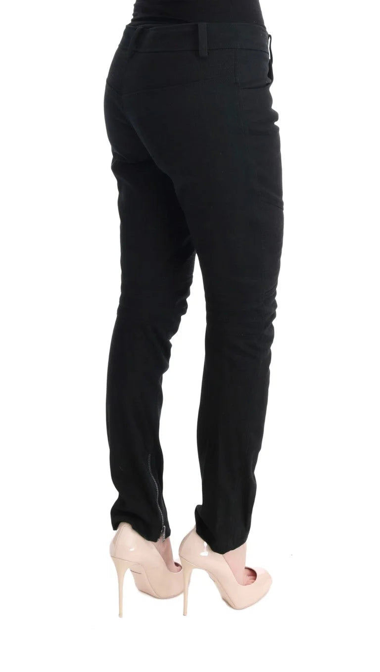 Ermanno Scervino Black Cotton Slim Fit Casual Pants - Jeans