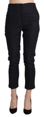 Ermanno Scervino Black High Waist Capri Cropped Cotton Pants - IT40|S - Trousers