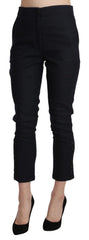 Ermanno Scervino Black High Waist Capri Cropped Cotton Pants - IT40|S - Trousers