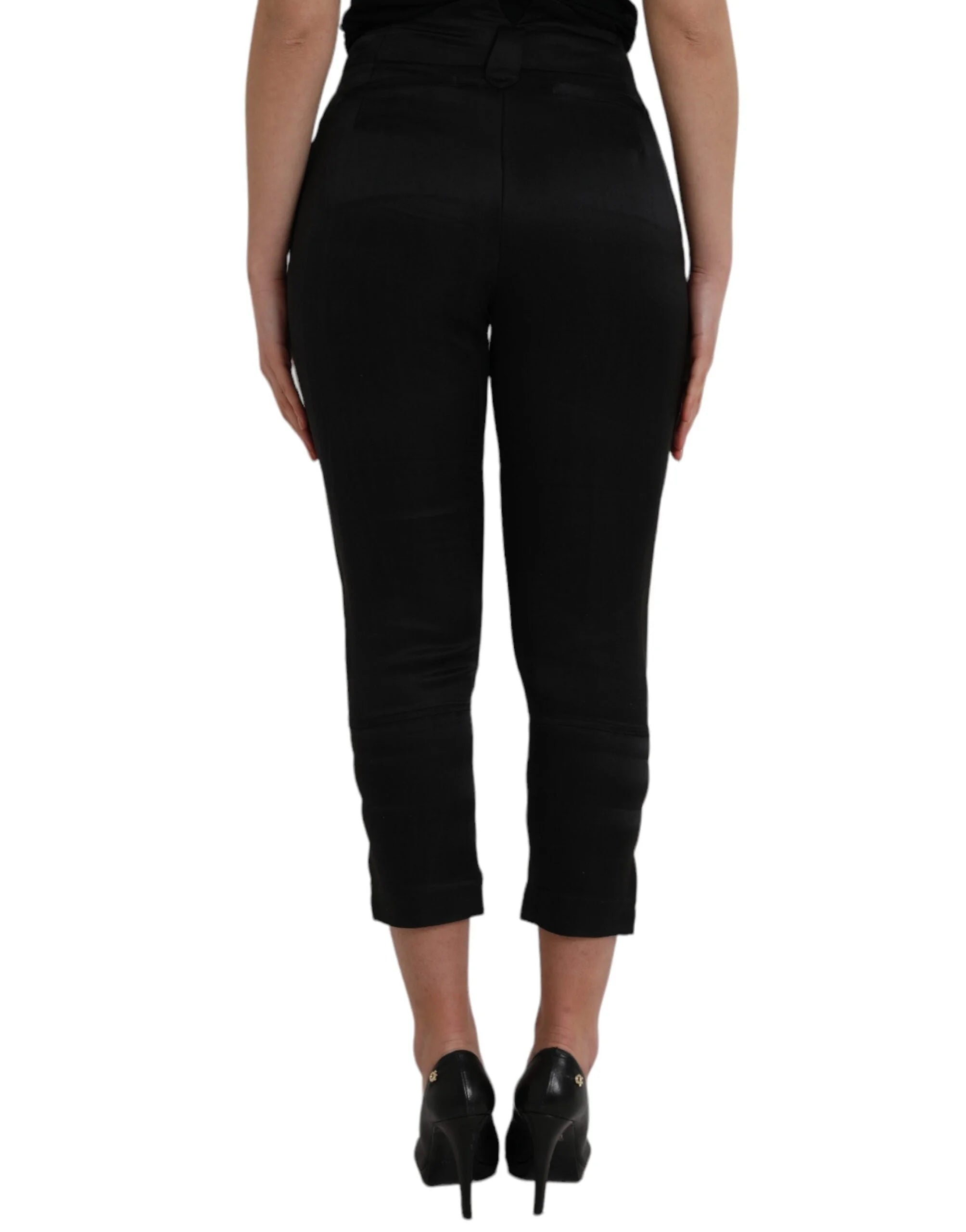 Ermanno Scervino Black High Waist Capri Cropped Pants - IT42|M - Trousers