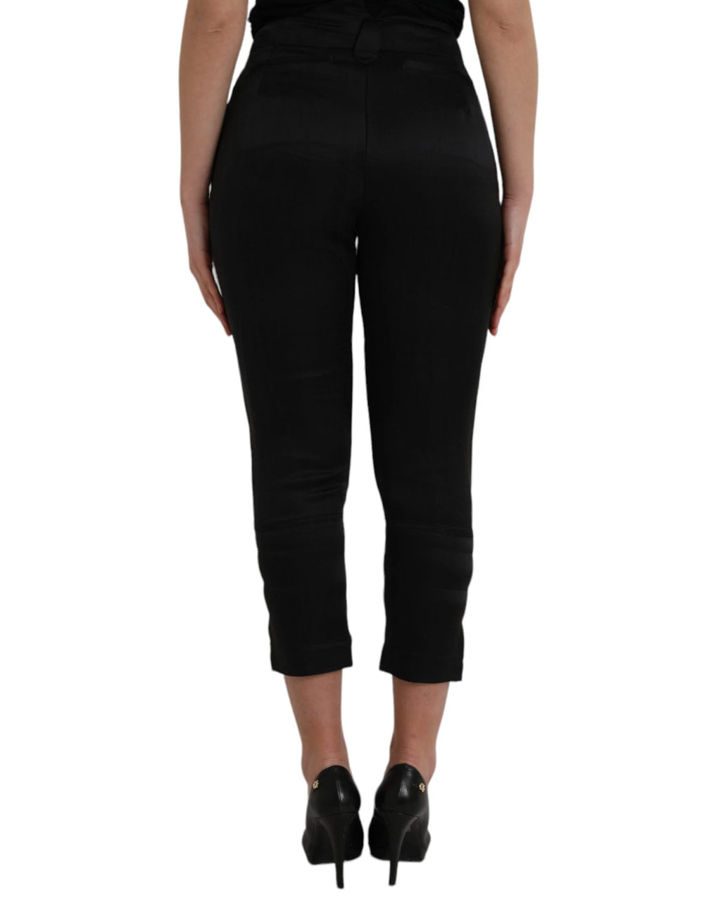 Ermanno Scervino Black High Waist Capri Cropped Pants - IT42|M - Trousers