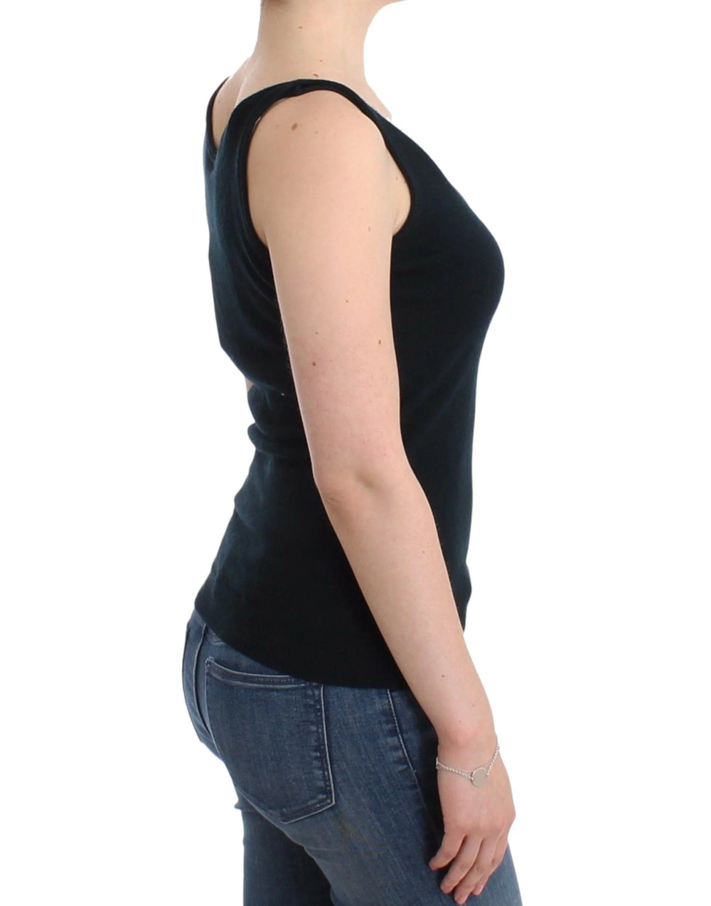 Ermanno Scervino Black Knit Top Knitted Sweater 100% Cashmere - IT42 | S - Tank Tops