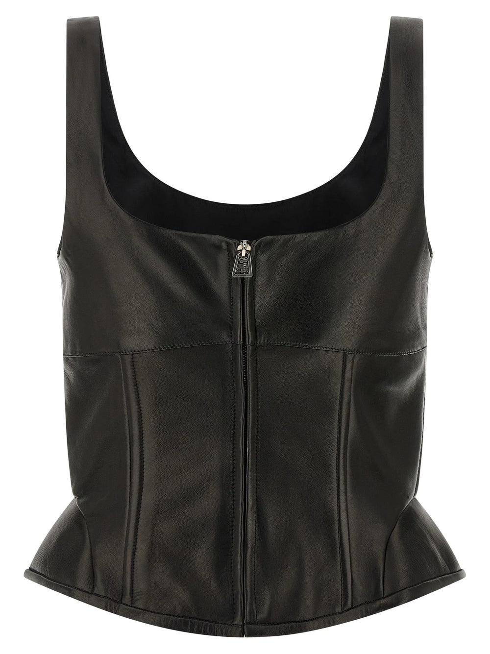 Ermanno Scervino Black Lamb Leather Tank Tops - IT44