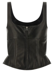 Ermanno Scervino Black Lamb Leather Tank Tops - IT44