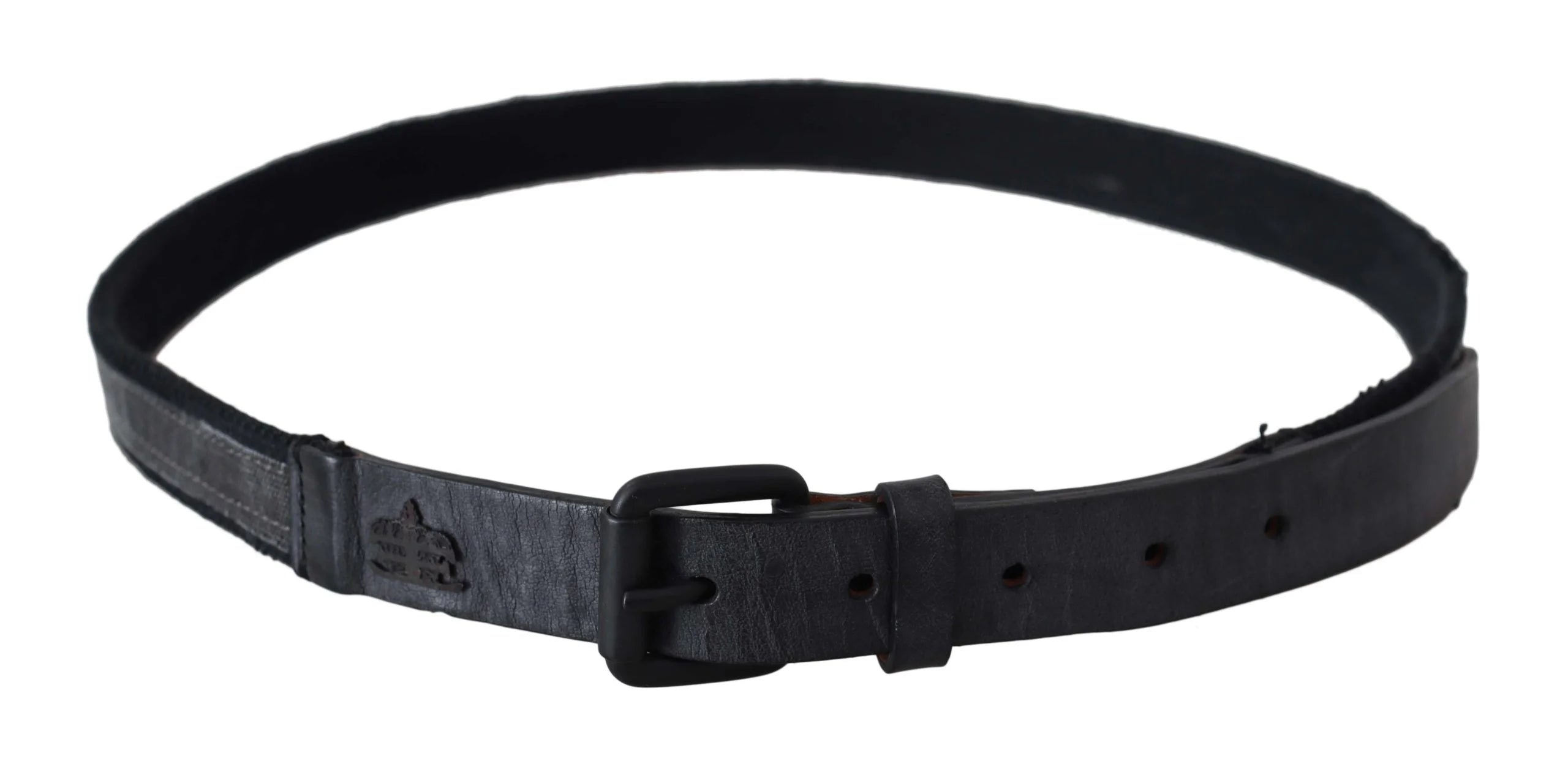 Ermanno Scervino Black Leather Logo Buckle Waist - 95 cm / 38 Inches - Belts