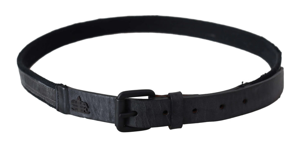 Ermanno Scervino Black Leather Logo Buckle Waist - 95 cm / 38 Inches - Belts