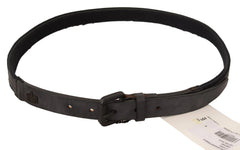 Ermanno Scervino Black Leather Logo Buckle Waist Women Belt - 95 cm / 38 Inches - Belts