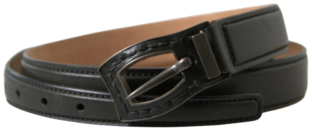Ermanno Scervino Black Leather Metal Buckle Cintura Belt - 100 cm / 40 Inches - Belts
