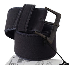 Ermanno Scervino Black Leather Wide Buckle Waist Luxury Belt - 70 cm / 28 Inches - Belts