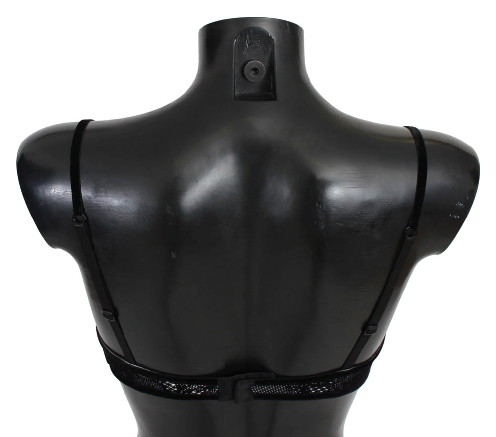 Ermanno Scervino Black Mesh Balconcino Bra Nylon Underwear - IT2 | S - Bras