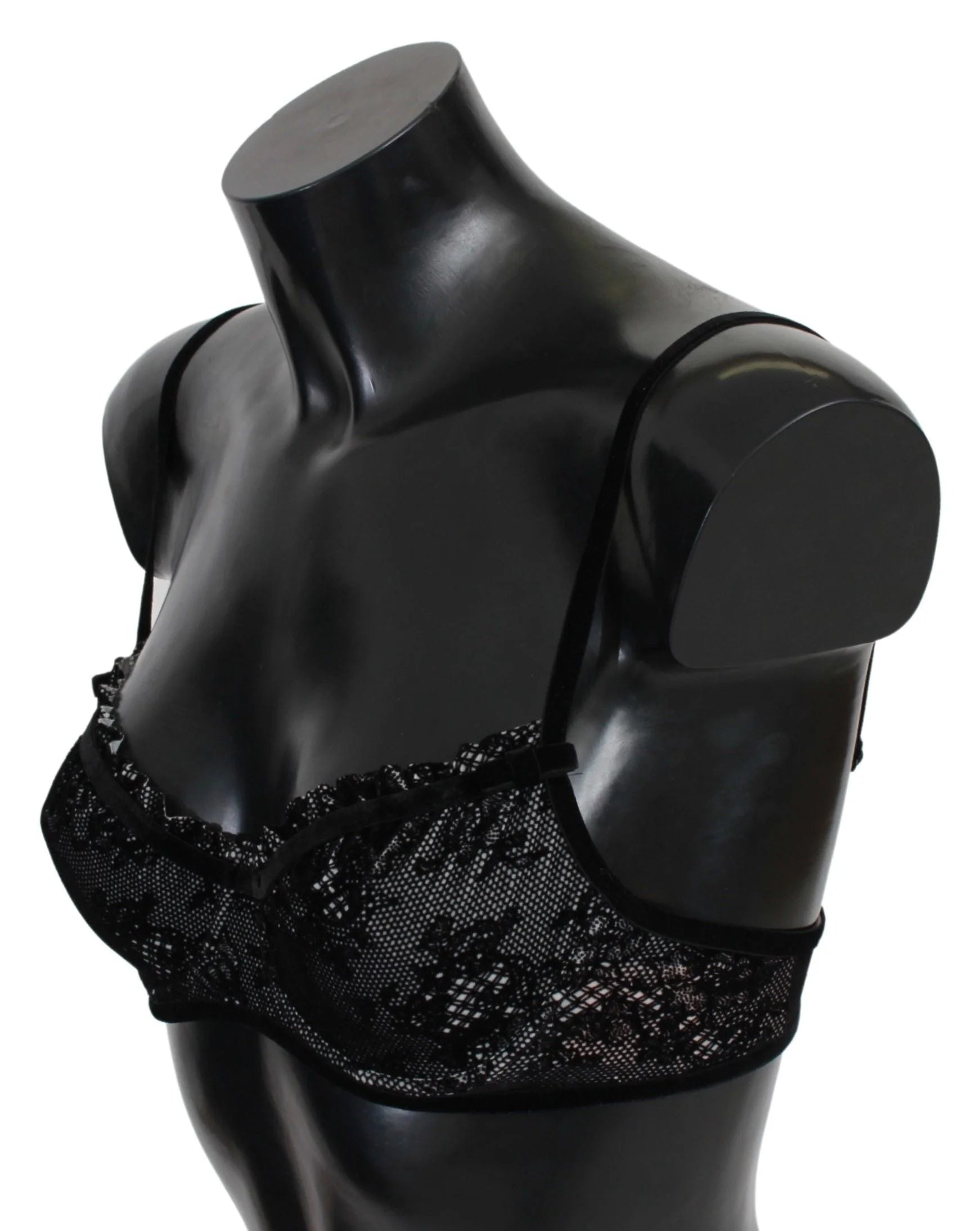 Ermanno Scervino Black Mesh Balconcino Bra Nylon Underwear - IT2 | S - Bras
