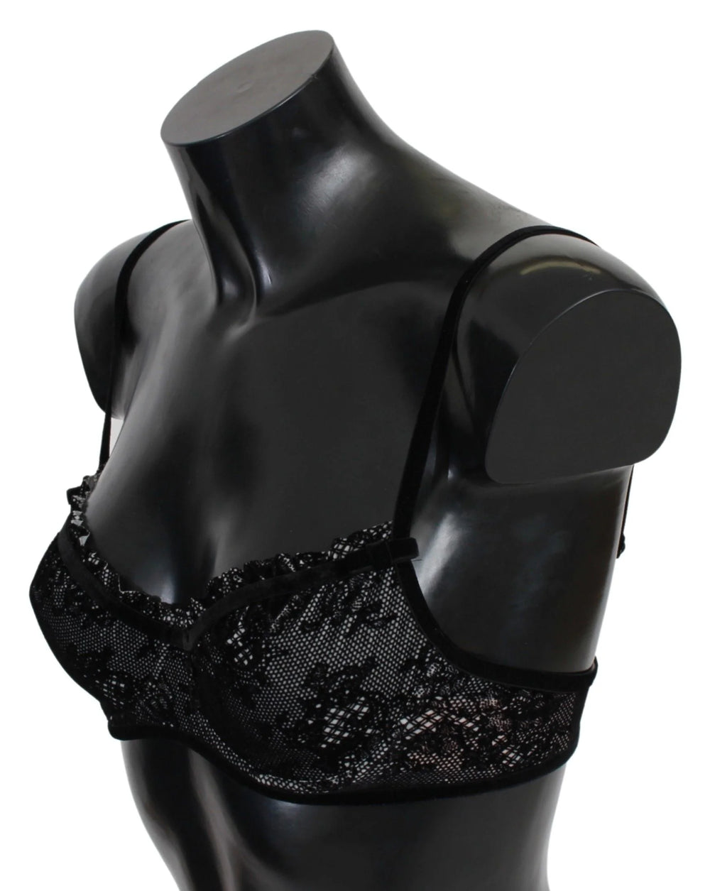 Ermanno Scervino Black Mesh Balconcino Bra Nylon Underwear - IT2 | S - Bras