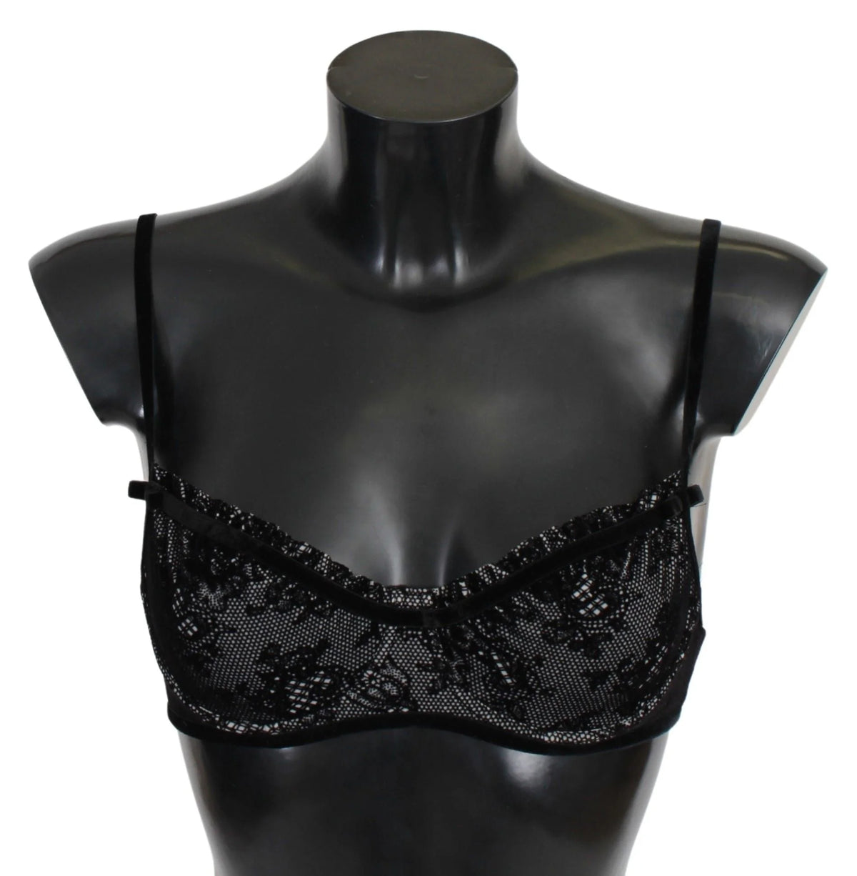 Ermanno Scervino Black Mesh Balconcino Bra Nylon Underwear - IT2 | S - Bras