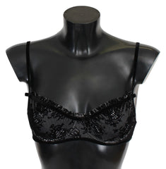 Ermanno Scervino Black Mesh Balconcino Bra Nylon Underwear - IT2 | S - Bras