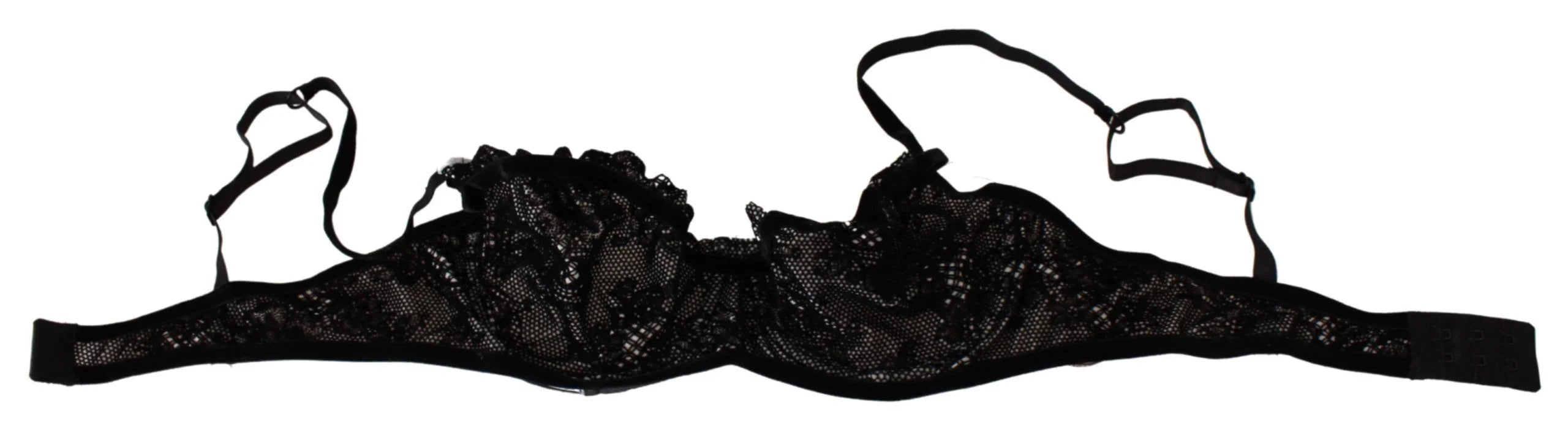 Ermanno Scervino Black Mesh Balconcino Bra Nylon Underwear - IT2 | S - Bras