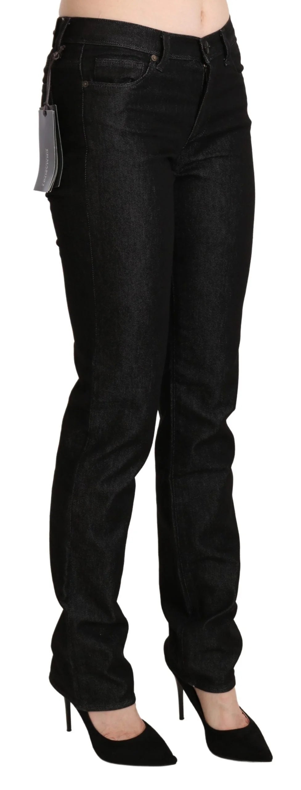 Ermanno Scervino Black Mid Waist Skinny Slim Denim Trouser - W28