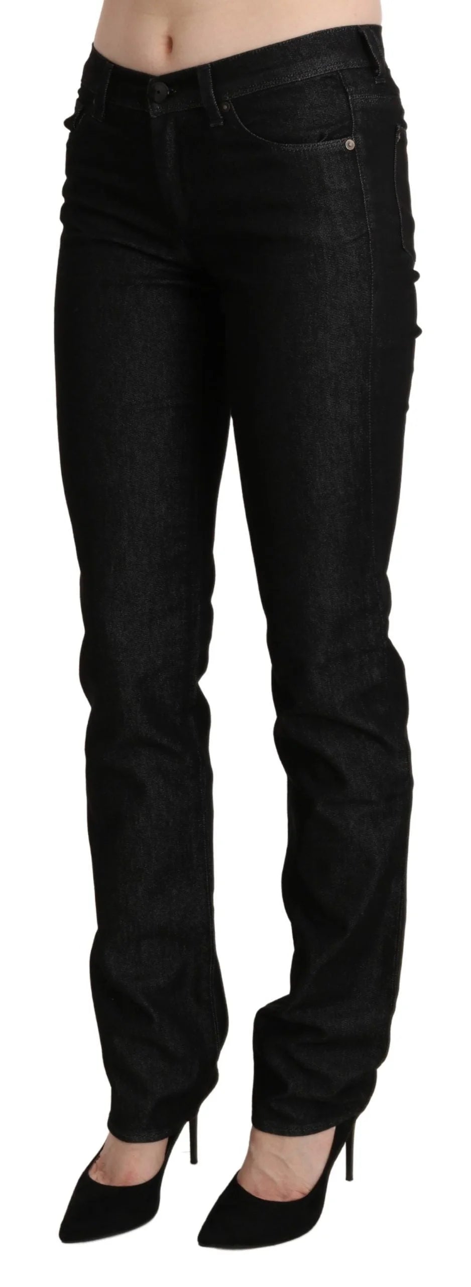 Ermanno Scervino Black Mid Waist Skinny Slim Denim Trouser - W28 - Jeans