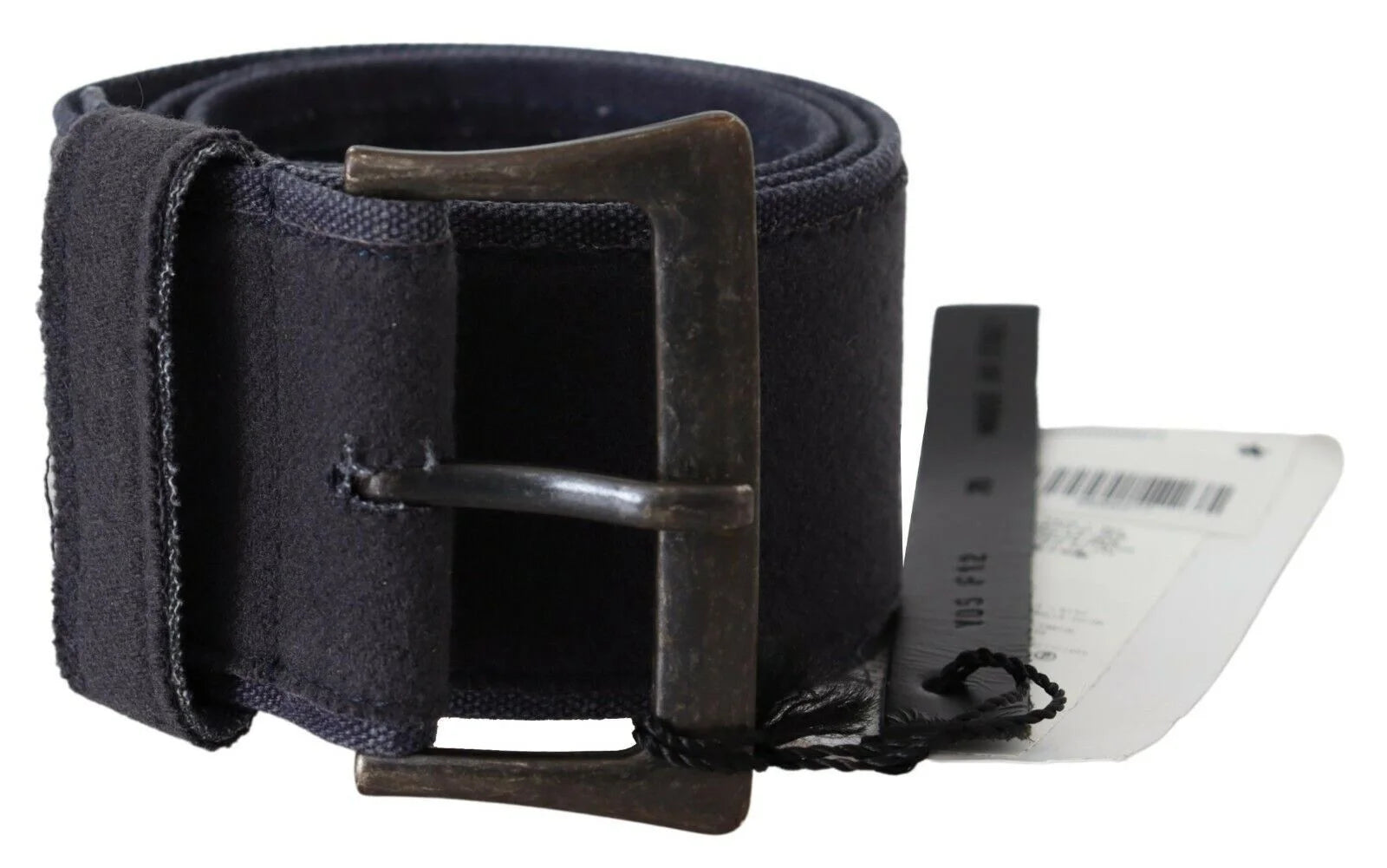 Ermanno Scervino Black Navy Blue Wide Square Rustic Buckle Belt - 70 cm / 28 Inches - Belts