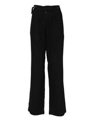 Ermanno Scervino Black Straight Fit High Waist Pants - IT40|S - Trousers