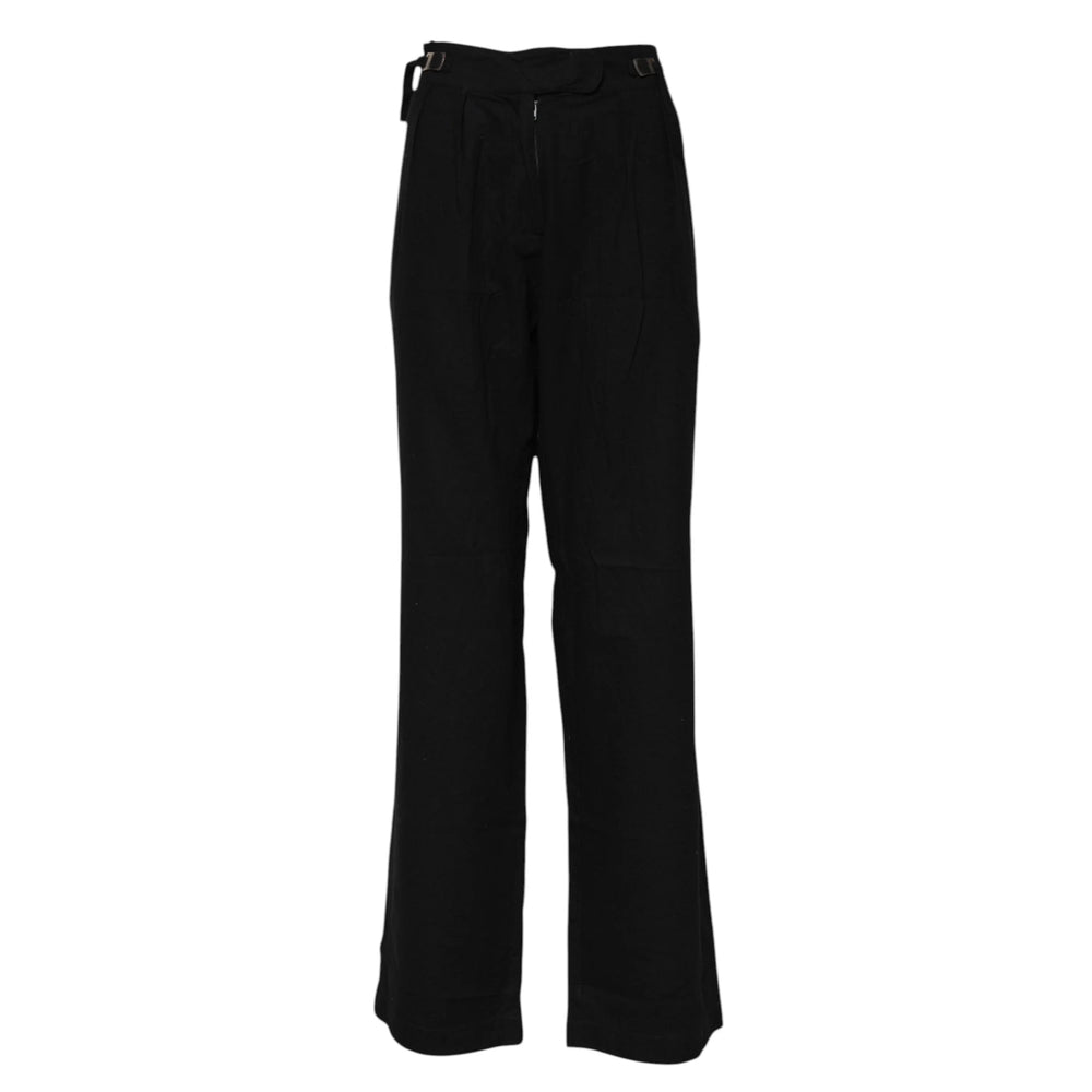 Ermanno Scervino Black Straight Fit High Waist Pants - IT40|S - Trousers